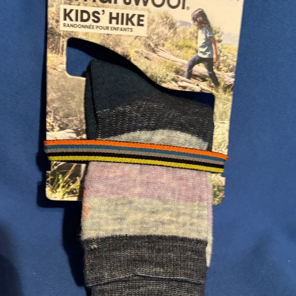 Smartwool Kids' Hike Socks - Black, Gray, Pink, Yellow Stripes